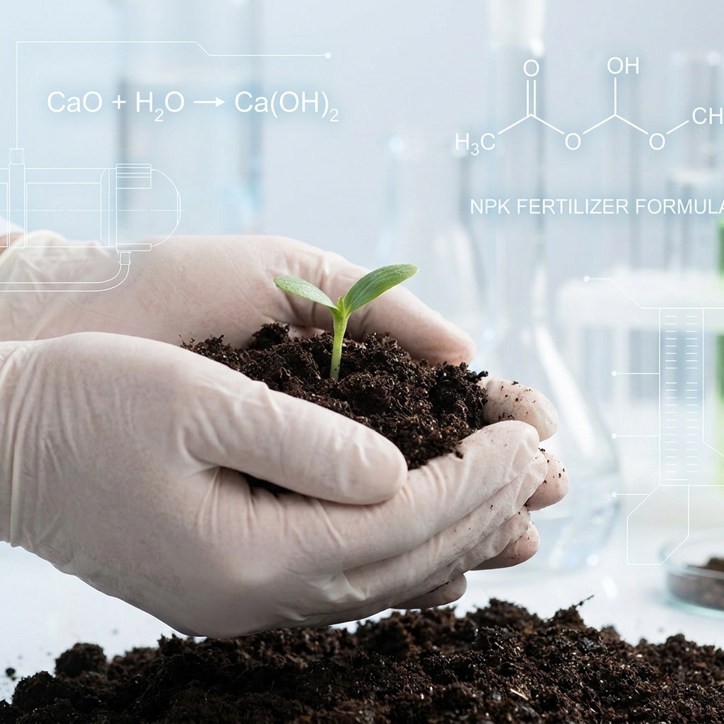 Healthy soil macro with chemical formulas