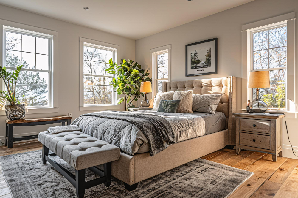 Furnished short-term rental bedroom