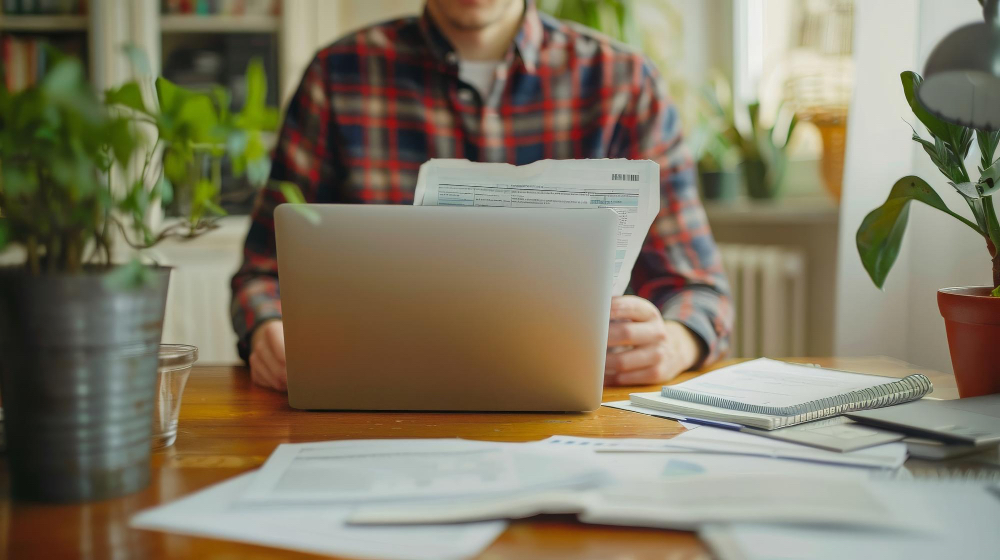 Tax documents on a desk
